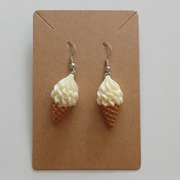 Fashion Jewelry Cream and Brown Cone Earrings - Picture 3 of 4